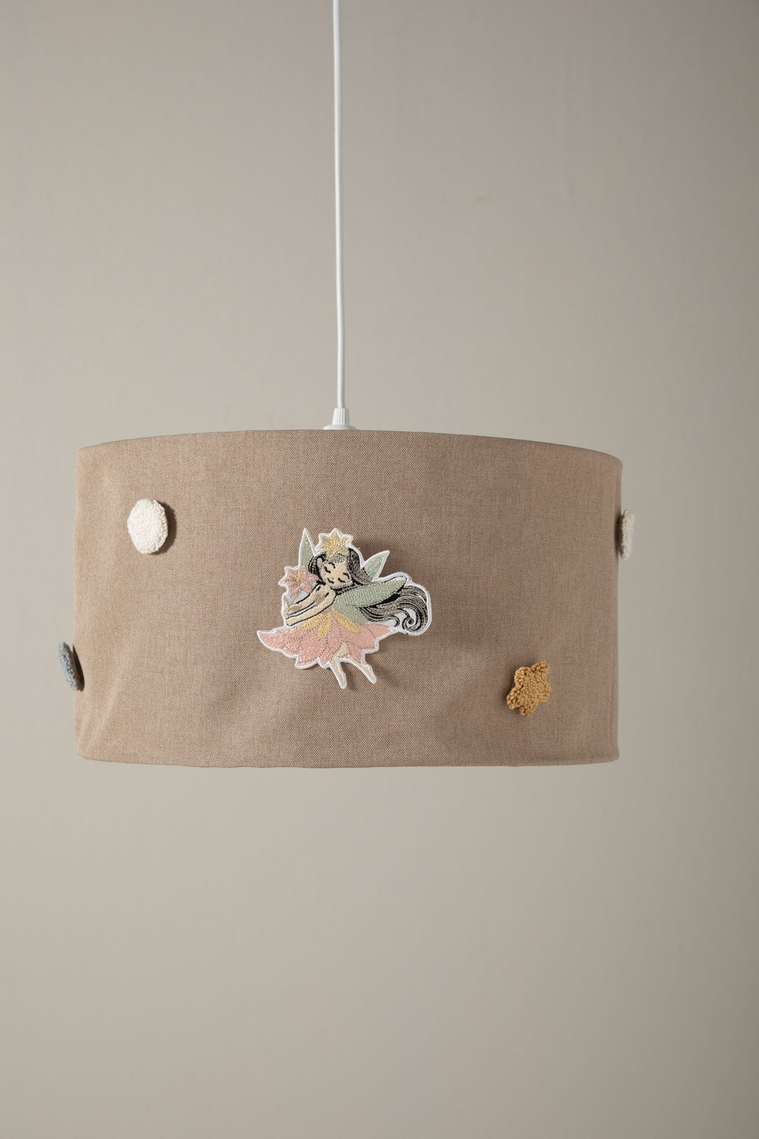 Premium fabric nursery lampshade with embroidery details
