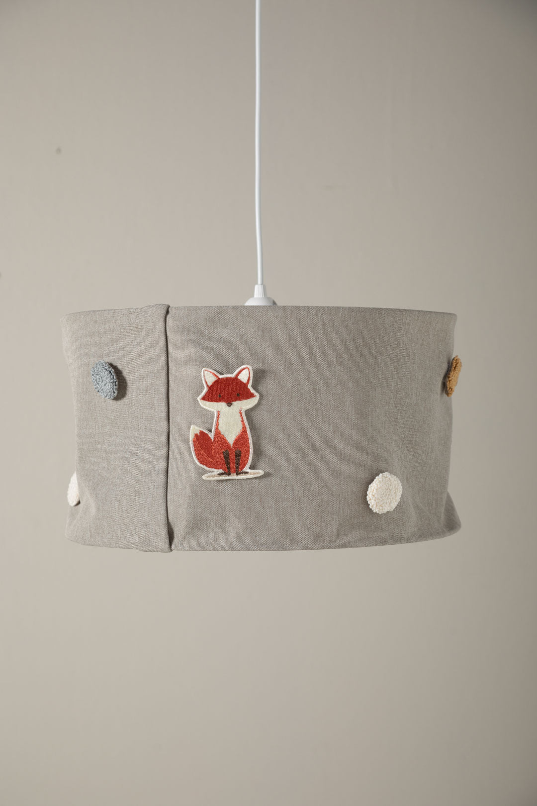 Grey Saga lampshade with embroidered woodland patch set