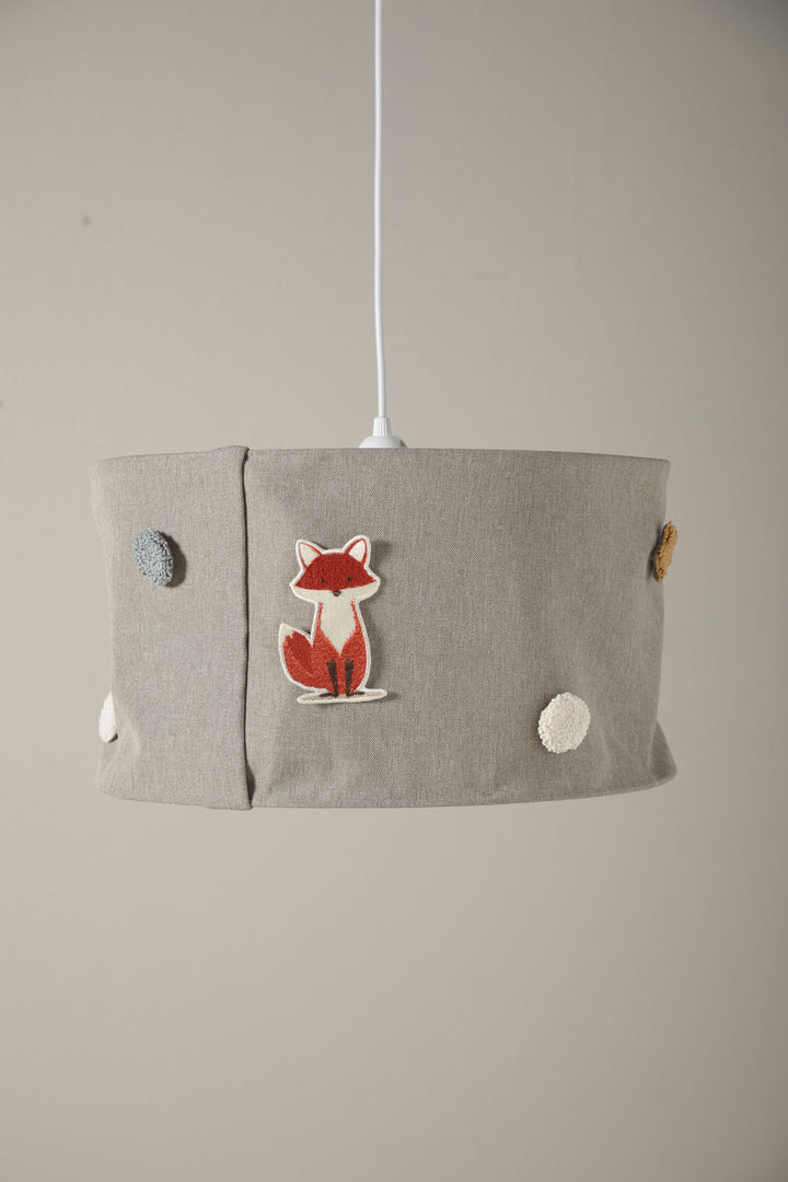 Grey Saga lampshade with embroidered woodland patch set