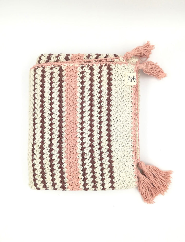 BOHEMIAN Organic Blanket - Pale pink